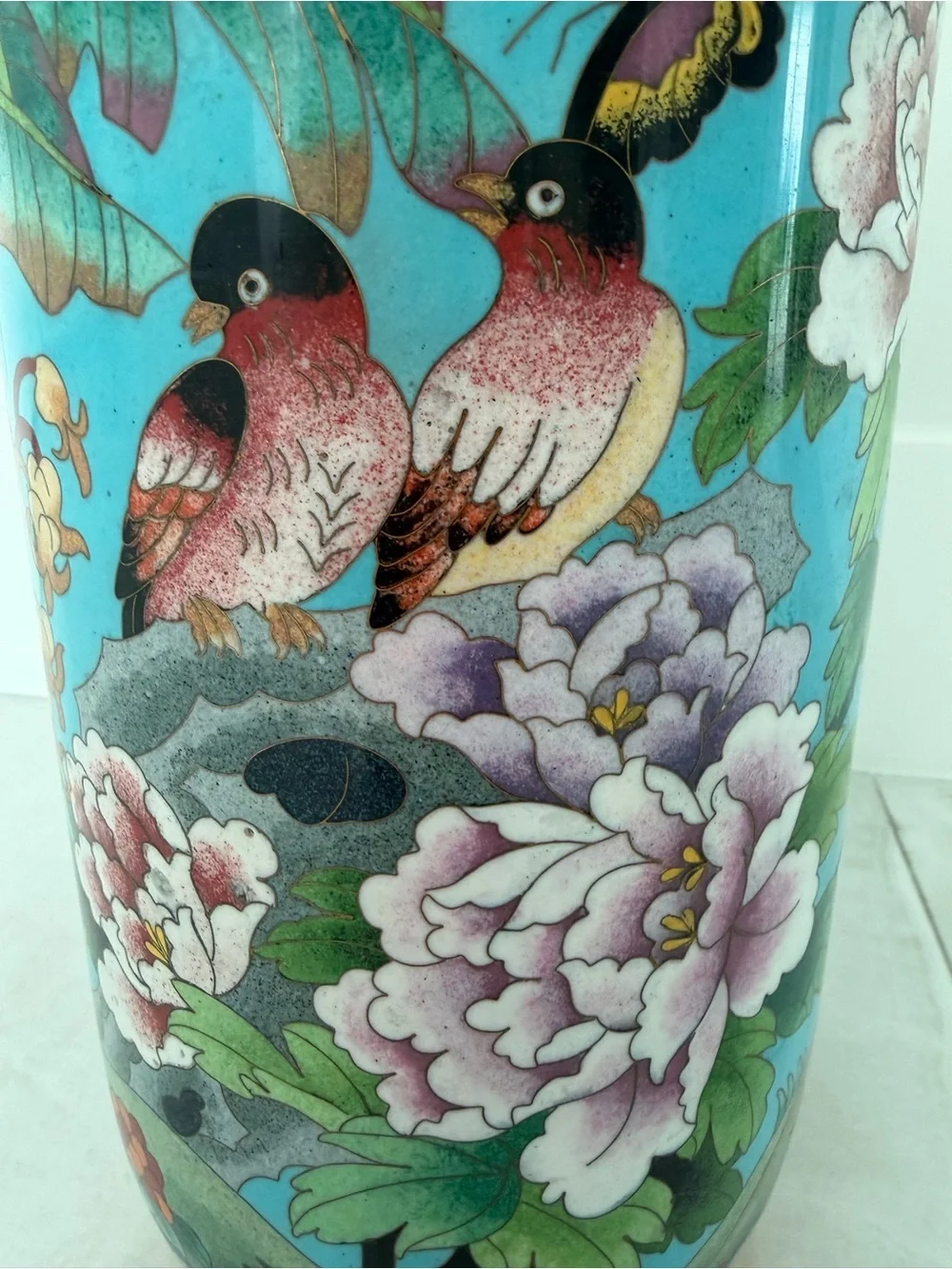 Vintage 1990’s Chinese Cloisonné Vase w/ Base Purchased in China PRICED TO SELL